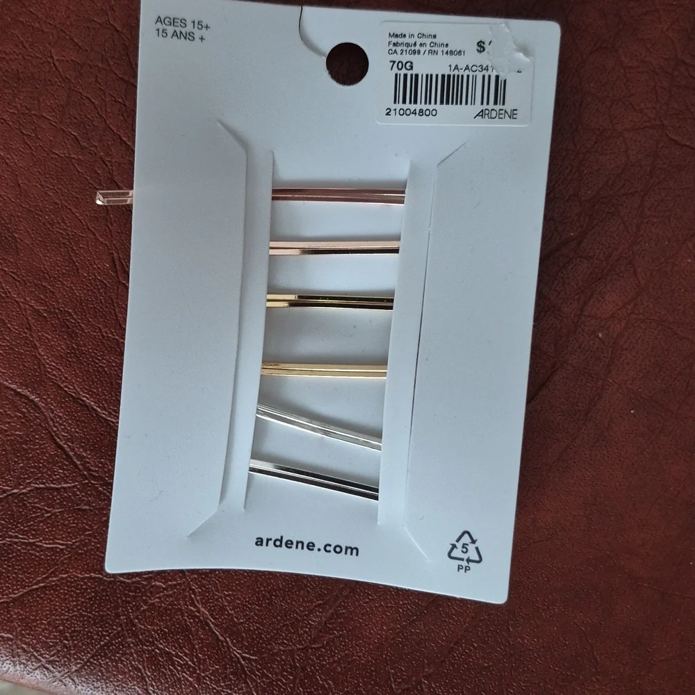 Tri-coloured Hair Pins From Ardene, 6 Pack, New With Tags - Picture 3 of 6